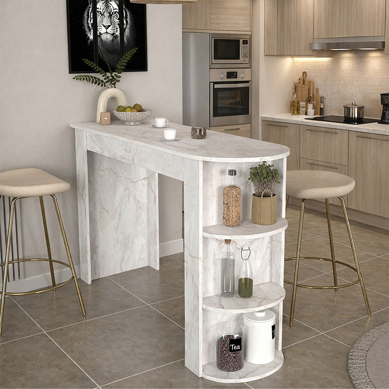 Τραπέζι μπαρ Vigne Megapap χρώμα λευκό εφέ μαρμάρου 150x51 Τραπέζι μπαρ Vigne Megapap χρώμα λευκό εφέ μαρμάρου 150x51