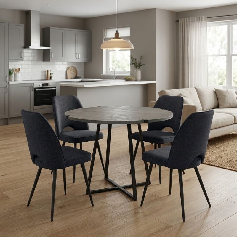 Σετ τραπεζαρία 5τμχ Rubes - Christy Megapap χρώμα γκρι σκυροδέματος - ανθρακί Ø100x78εκ. Σετ τραπεζαρία 5τμχ Rubes - Christy Megapap χρώμα γκρι σκυροδέματος - ανθρακί Ø100x78εκ.