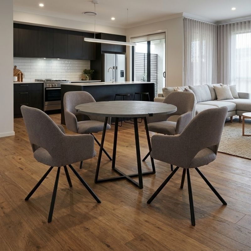 Σετ τραπεζαρία 5τμχ Rubes - Gabriel Megapap χρώμα γκρι σκυροδέματος - ανοιχτό μπεζ Ø100x78εκ. Σετ τραπεζαρία 5τμχ Rubes - Gabriel Megapap χρώμα γκρι σκυροδέματος - ανοιχτό μπεζ Ø100x78εκ.