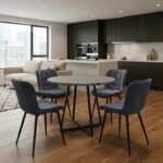 Σετ τραπεζαρία 5τμχ Rubes - Chiara Megapap χρώμα γκρι σκυροδέματος - ανθρακί Ø100x78εκ.