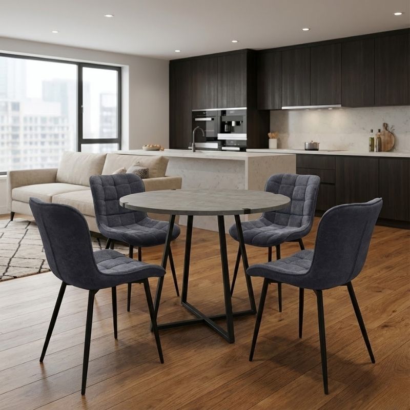 Σετ τραπεζαρία 5τμχ Rubes - Chiara Megapap χρώμα γκρι σκυροδέματος - ανθρακί Ø100x78εκ. Σετ τραπεζαρία 5τμχ Rubes - Chiara Megapap χρώμα γκρι σκυροδέματος - ανθρακί Ø100x78εκ.