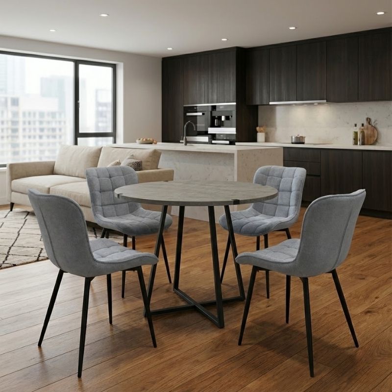 Σετ τραπεζαρία 5τμχ Rubes - Chiara Megapap χρώμα γκρι σκυροδέματος - γκρι Ø100x78εκ. Σετ τραπεζαρία 5τμχ Rubes - Chiara Megapap χρώμα γκρι σκυροδέματος - γκρι Ø100x78εκ.