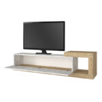 Έπιπλο τηλεόρασης επιτοίχιο Volare Megapap χρώμα λευκό εφέ μαρμάρου - sapphire oak 150x29,6x38,6εκ. - Image 9