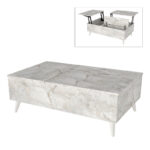 Τραπεζάκι σαλονιού Roy Megapap με σερβιτόρο χρώμα λευκό εφέ μαρμάρου 121x69x40εκ.