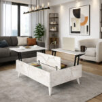 Τραπεζάκι σαλονιού Roy Megapap με σερβιτόρο χρώμα λευκό εφέ μαρμάρου 121x69x40εκ. - Image 7