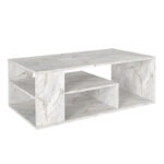 Τραπεζάκι σαλονιού Abdera Megapap χρώμα λευκό εφέ μαρμάρου 110x60x42εκ.