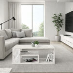 Τραπεζάκι σαλονιού Abdera Megapap χρώμα λευκό εφέ μαρμάρου 110x60x42εκ. - Image 4