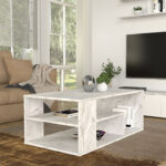 Τραπεζάκι σαλονιού Abdera Megapap χρώμα λευκό εφέ μαρμάρου 110x60x42εκ. - Image 6