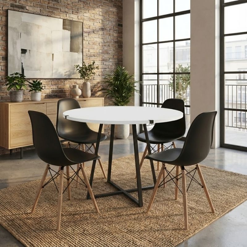 Σετ τραπεζαρία 5τμχ Rubes - Nova Megapap χρώμα λευκό - μαύρο Ø100x78εκ. Σετ τραπεζαρία 5τμχ Rubes - Nova Megapap χρώμα λευκό - μαύρο Ø100x78εκ.