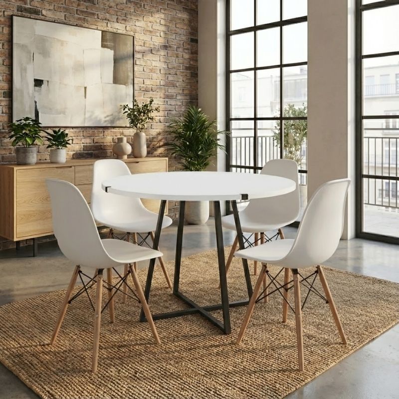 Σετ τραπεζαρία 5τμχ Rubes - Nova Megapap χρώμα λευκό Ø100x78εκ. Σετ τραπεζαρία 5τμχ Rubes - Nova Megapap χρώμα λευκό Ø100x78εκ.