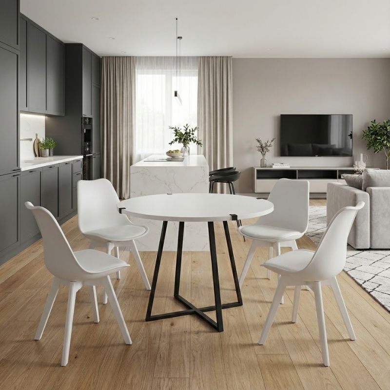 Σετ τραπεζαρία 5τμχ Rubes - Viva Megapap χρώμα λευκό Ø100x78εκ. Σετ τραπεζαρία 5τμχ Rubes - Viva Megapap χρώμα λευκό Ø100x78εκ.