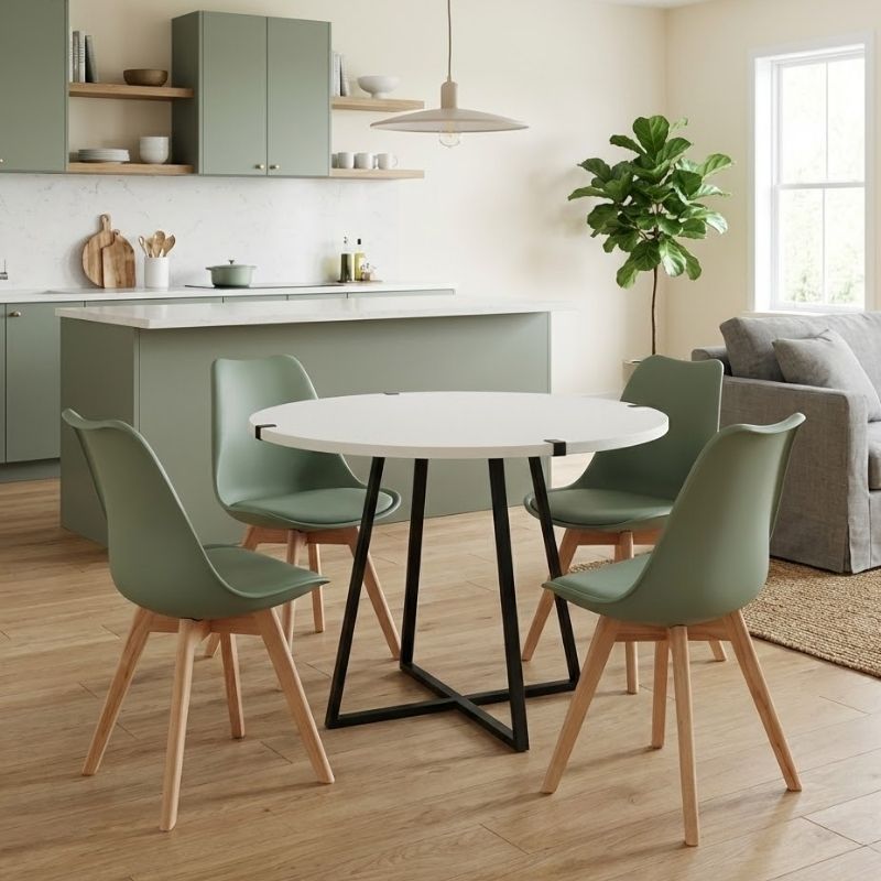 Σετ τραπεζαρία 5τμχ Rubes - Viva Megapap χρώμα λευκό - φυστικί Ø100x78εκ. Σετ τραπεζαρία 5τμχ Rubes - Viva Megapap χρώμα λευκό - φυστικί Ø100x78εκ.