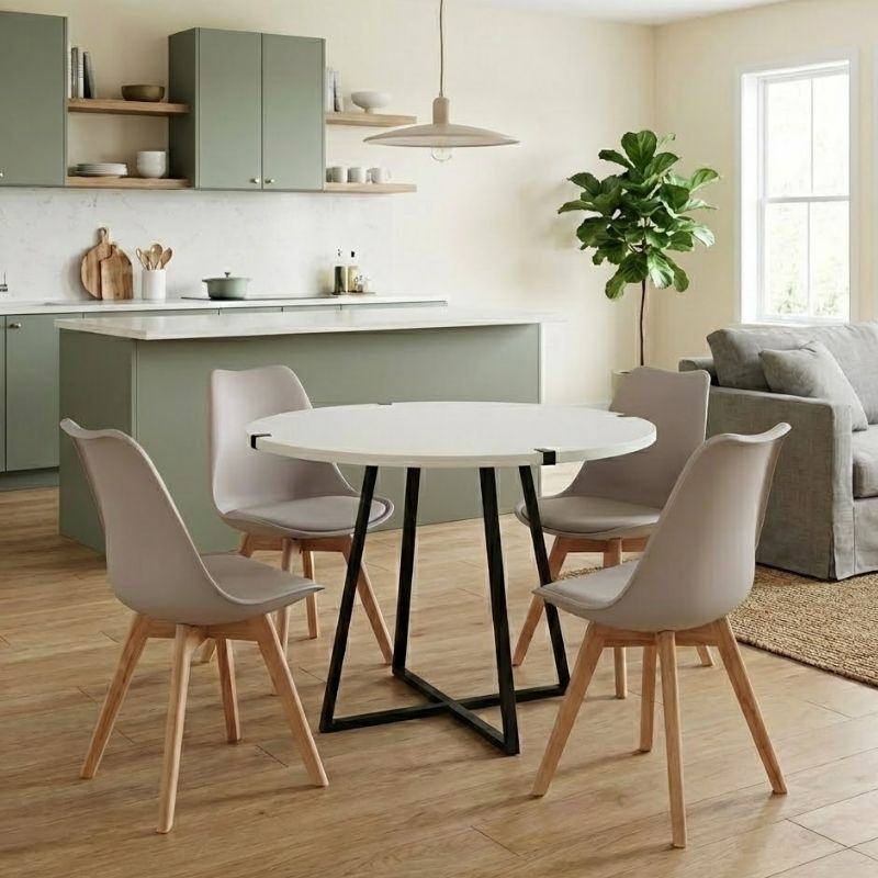 Σετ τραπεζαρία 5τμχ Rubes - Viva Megapap χρώμα λευκό - cappuccino Ø100x78εκ. Σετ τραπεζαρία 5τμχ Rubes - Viva Megapap χρώμα λευκό - cappuccino Ø100x78εκ.