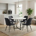 Σετ τραπεζαρία 5τμχ Rubes - Christy Megapap χρώμα λευκό - ανθρακί Ø100x78εκ.