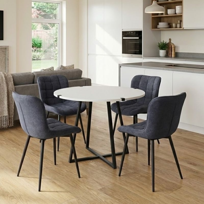 Σετ τραπεζαρία 5τμχ Rubes - Chiara Megapap χρώμα λευκό - ανθρακί Ø100x78εκ. Σετ τραπεζαρία 5τμχ Rubes - Chiara Megapap χρώμα λευκό - ανθρακί Ø100x78εκ.