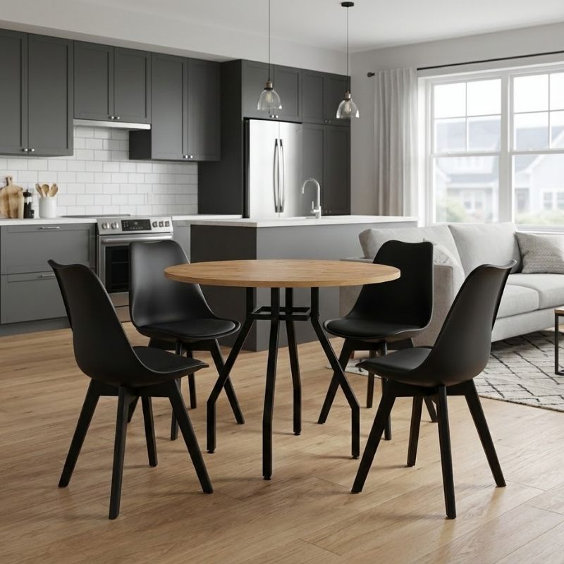 Σετ τραπεζαρία 5τμχ Roma - Viva Megapap χρώμα pine oak - μαύρο Ø80x75εκ. Σετ τραπεζαρία 5τμχ Roma - Viva Megapap χρώμα pine oak - μαύρο Ø80x75εκ.