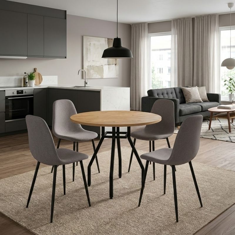 Σετ τραπεζαρία 5τμχ Roma - Iris Megapap χρώμα pine oak - ανοιχτό μπεζ Ø80x75εκ. Σετ τραπεζαρία 5τμχ Roma - Iris Megapap χρώμα pine oak - ανοιχτό μπεζ Ø80x75εκ.