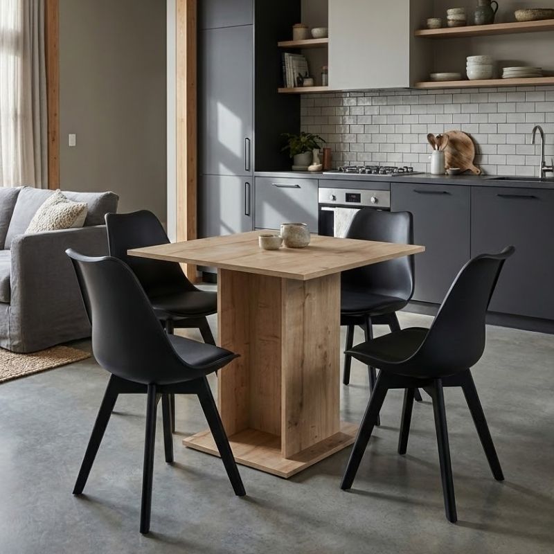 Σετ τραπεζαρία 5τμχ Allos - Viva Megapap χρώμα sapphire oak - μαύρο 75x75x77εκ. Σετ τραπεζαρία 5τμχ Allos - Viva Megapap χρώμα sapphire oak - μαύρο 75x75x77εκ.