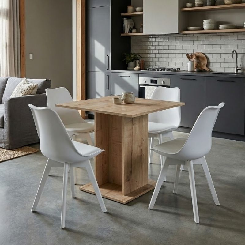 Σετ τραπεζαρία 5τμχ Allos - Viva Megapap χρώμα sapphire oak - λευκό 75x75x77εκ. Σετ τραπεζαρία 5τμχ Allos - Viva Megapap χρώμα sapphire oak - λευκό 75x75x77εκ.