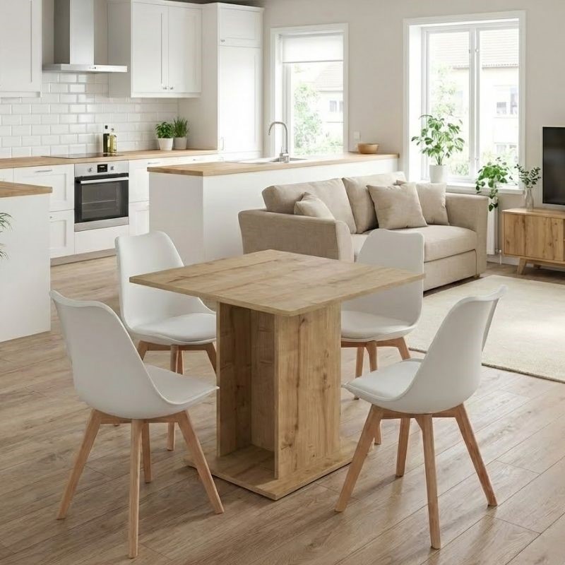 Σετ τραπεζαρία 5τμχ Allos - Viva Megapap χρώμα sapphire oak - λευκό/φυσικό πόδι 75x75x77εκ. Σετ τραπεζαρία 5τμχ Allos - Viva Megapap χρώμα sapphire oak - λευκό/φυσικό πόδι 75x75x77εκ.