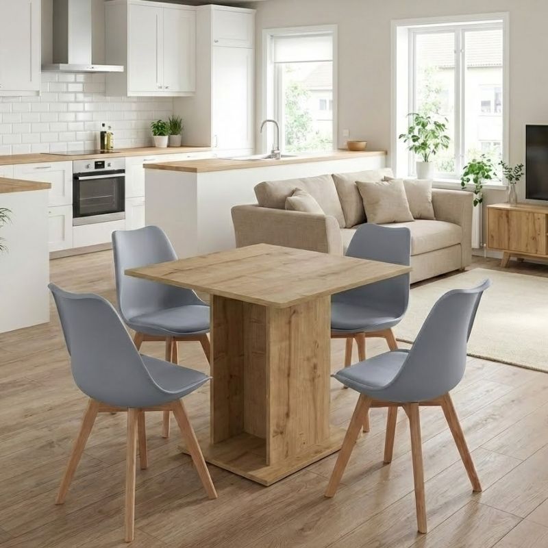 Σετ τραπεζαρία 5τμχ Allos - Viva Megapap χρώμα sapphire oak - γκρι 75x75x77εκ. Σετ τραπεζαρία 5τμχ Allos - Viva Megapap χρώμα sapphire oak - γκρι 75x75x77εκ.