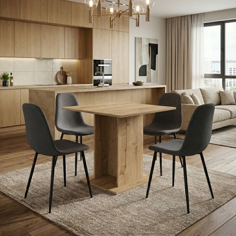 Σετ τραπεζαρία 5τμχ Allos - Iris Megapap χρώμα sapphire oak - γκρι 75x75x77εκ. Σετ τραπεζαρία 5τμχ Allos - Iris Megapap χρώμα sapphire oak - γκρι 75x75x77εκ.