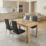 Σετ τραπεζαρία 5τμχ Darlen - Rosa Megapap χρώμα sapphire oak - μαύρο/χρωμίου πόδι 125x72x74εκ.