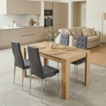 Σετ τραπεζαρία 5τμχ Darlen - Rosa Megapap χρώμα sapphire oak - γκρι/χρωμίου πόδι 125x72x74εκ.