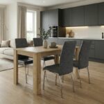 Σετ τραπεζαρία 5τμχ Darlen - Alma Megapap χρώμα sapphire oak - γκρι 125x72x74εκ.