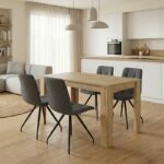 Σετ τραπεζαρία 5τμχ Darlen - Bianca Megapap χρώμα sapphire oak - γκρι 125x72x74εκ.