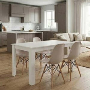 Σετ τραπεζαρία 5τμχ Darlen - Nova Megapap χρώμα λευκό - cappuccino 125x72x74εκ.