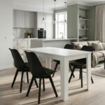 Σετ τραπεζαρία 5τμχ Darlen - Viva Megapap χρώμα λευκό - μαύρο 125x72x74εκ.