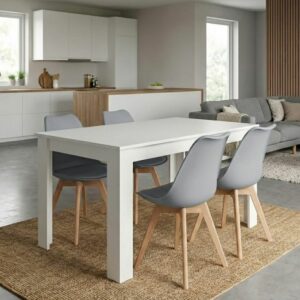 Σετ τραπεζαρία 5τμχ Darlen - Viva Megapap χρώμα λευκό - γκρι 125x72x74εκ.