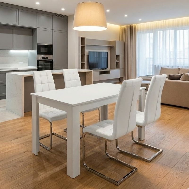 Σετ τραπεζαρία 5τμχ Darlen - Vela Megapap χρώμα λευκό 125x72x74εκ. Σετ τραπεζαρία 5τμχ Darlen - Vela Megapap χρώμα λευκό 125x72x74εκ.