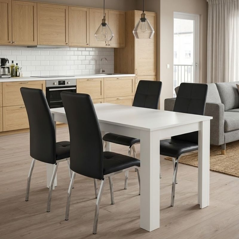 Σετ τραπεζαρία 5τμχ Darlen - Alma Megapap χρώμα λευκό - μαύρο 125x72x74εκ. Σετ τραπεζαρία 5τμχ Darlen - Alma Megapap χρώμα λευκό - μαύρο 125x72x74εκ.