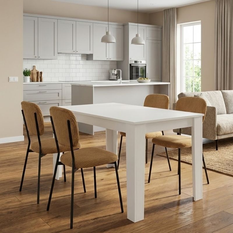 Σετ τραπεζαρία 5τμχ Darlen - Kevin Megapap χρώμα λευκό - μουσταρδί 125x72x74εκ. Σετ τραπεζαρία 5τμχ Darlen - Kevin Megapap χρώμα λευκό - μουσταρδί 125x72x74εκ.