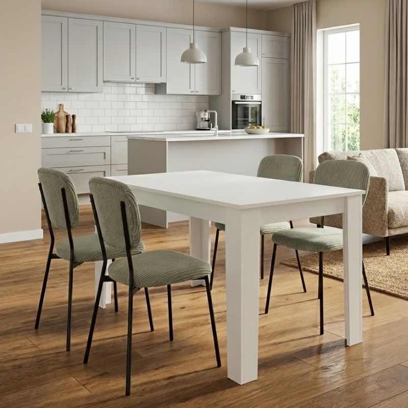 Σετ τραπεζαρία 5τμχ Darlen - Kevin Megapap χρώμα λευκό - λαδί 125x72x74εκ. Σετ τραπεζαρία 5τμχ Darlen - Kevin Megapap χρώμα λευκό - λαδί 125x72x74εκ.