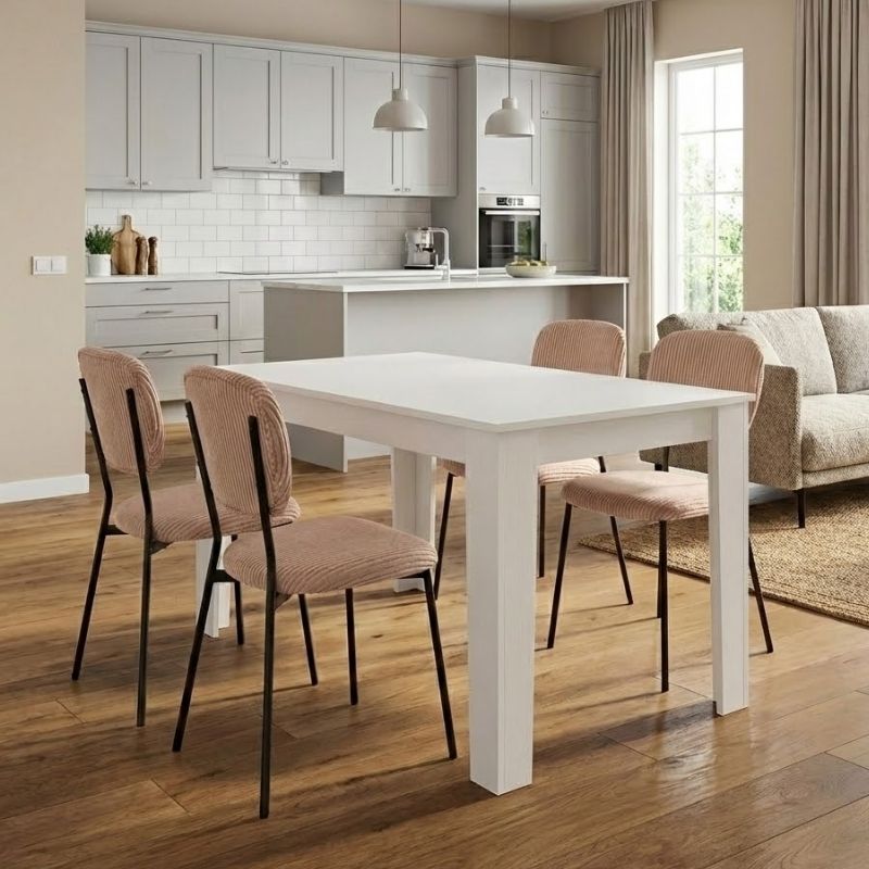 Σετ τραπεζαρία 5τμχ Darlen - Kevin Megapap χρώμα λευκό - μόκα 125x72x74εκ. Σετ τραπεζαρία 5τμχ Darlen - Kevin Megapap χρώμα λευκό - μόκα 125x72x74εκ.