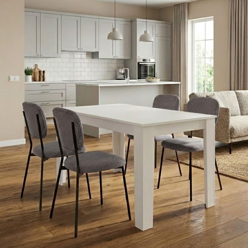 Σετ τραπεζαρία 5τμχ Darlen - Kevin Megapap χρώμα λευκό - γκρι 125x72x74εκ. Σετ τραπεζαρία 5τμχ Darlen - Kevin Megapap χρώμα λευκό - γκρι 125x72x74εκ.