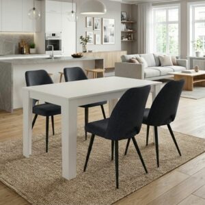 Σετ τραπεζαρία 5τμχ Darlen - Christy Megapap χρώμα λευκό - ανθρακί 125x72x74εκ.