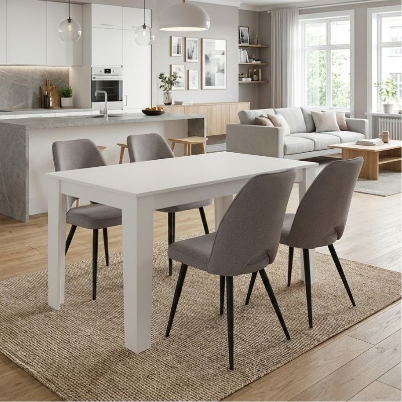 Σετ τραπεζαρία 5τμχ Darlen - Christy Megapap χρώμα λευκό - ανοιχτό μπεζ 125x72x74εκ. Σετ τραπεζαρία 5τμχ Darlen - Christy Megapap χρώμα λευκό - ανοιχτό μπεζ 125x72x74εκ.