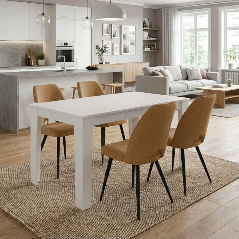 Σετ τραπεζαρία 5τμχ Darlen - Christy Megapap χρώμα λευκό - μουσταρδί 125x72x74εκ. Σετ τραπεζαρία 5τμχ Darlen - Christy Megapap χρώμα λευκό - μουσταρδί 125x72x74εκ.