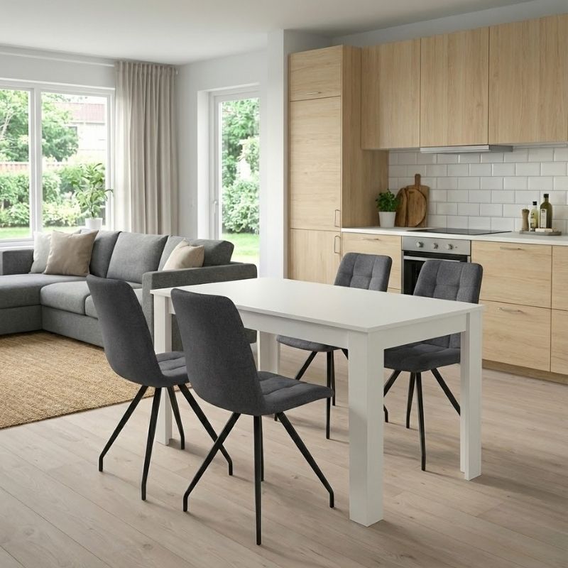 Σετ τραπεζαρία 5τμχ Darlen - Bianca Megapap χρώμα λευκό - γκρι 125x72x74εκ. Σετ τραπεζαρία 5τμχ Darlen - Bianca Megapap χρώμα λευκό - γκρι 125x72x74εκ.