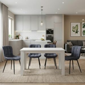 Σετ τραπεζαρία 5τμχ Darlen - Chiara Megapap χρώμα λευκό - ανθρακί 125x72x74εκ.