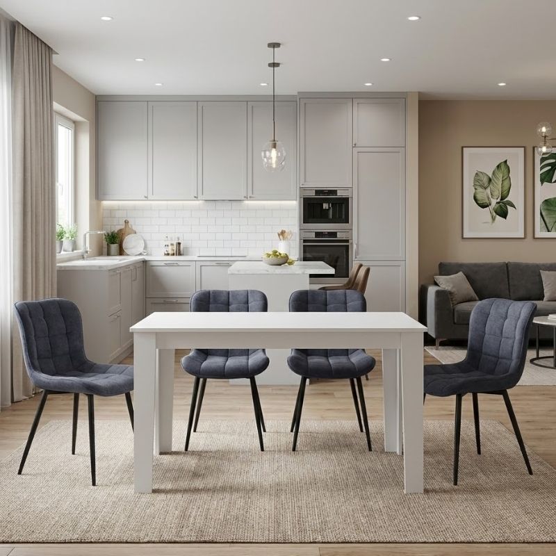 Σετ τραπεζαρία 5τμχ Darlen - Chiara Megapap χρώμα λευκό - ανθρακί 125x72x74εκ. Σετ τραπεζαρία 5τμχ Darlen - Chiara Megapap χρώμα λευκό - ανθρακί 125x72x74εκ.