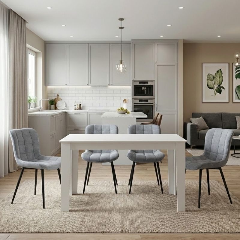 Σετ τραπεζαρία 5τμχ Darlen - Chiara Megapap χρώμα λευκό - γκρι 125x72x74εκ. Σετ τραπεζαρία 5τμχ Darlen - Chiara Megapap χρώμα λευκό - γκρι 125x72x74εκ.