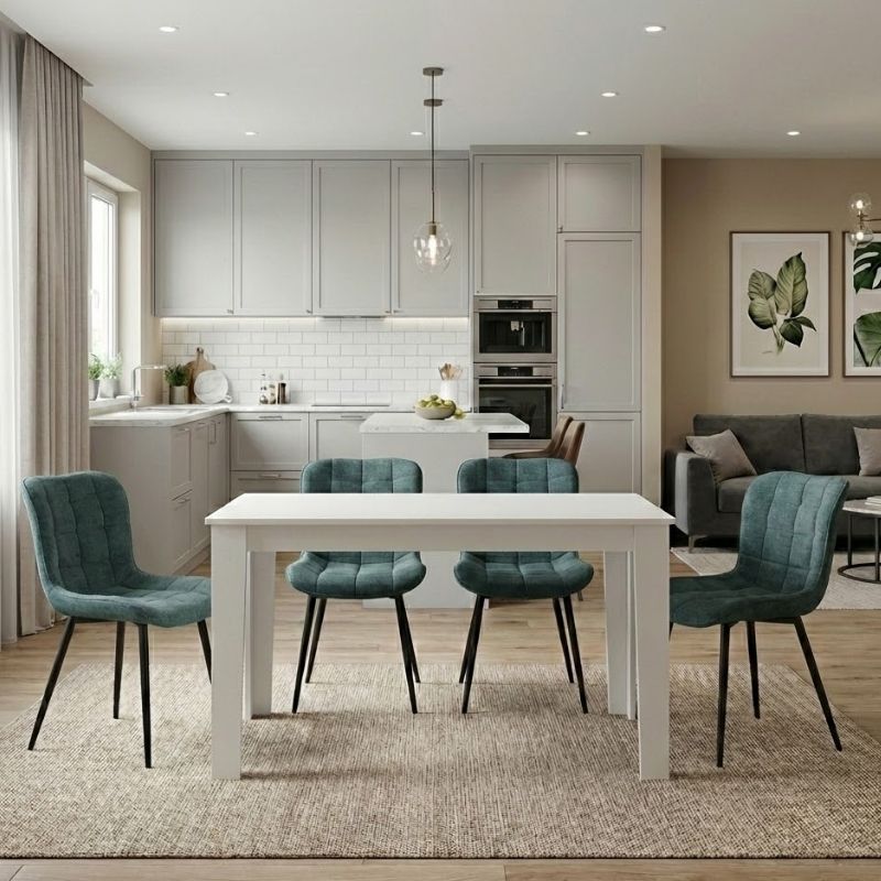 Σετ τραπεζαρία 5τμχ Darlen - Chiara Megapap χρώμα λευκό - πράσινο 125x72x74εκ. Σετ τραπεζαρία 5τμχ Darlen - Chiara Megapap χρώμα λευκό - πράσινο 125x72x74εκ.