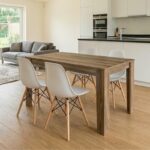 Σετ τραπεζαρία 5τμχ Darlen - Nova Megapap χρώμα καρυδί - λευκό 125x72x74εκ.