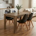 Σετ τραπεζαρία 5τμχ Darlen - Viva Megapap χρώμα καρυδί - μαύρο/φυσικό πόδι 125x72x74εκ.