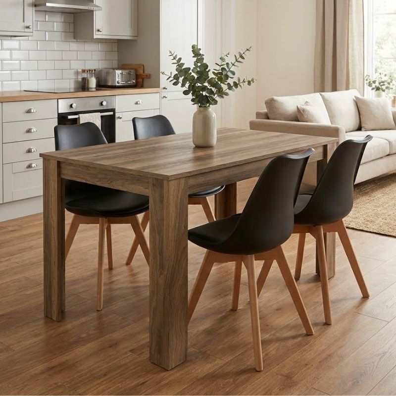 Σετ τραπεζαρία 5τμχ Darlen - Viva Megapap χρώμα καρυδί - μαύρο/φυσικό πόδι 125x72x74εκ. Σετ τραπεζαρία 5τμχ Darlen - Viva Megapap χρώμα καρυδί - μαύρο/φυσικό πόδι 125x72x74εκ.